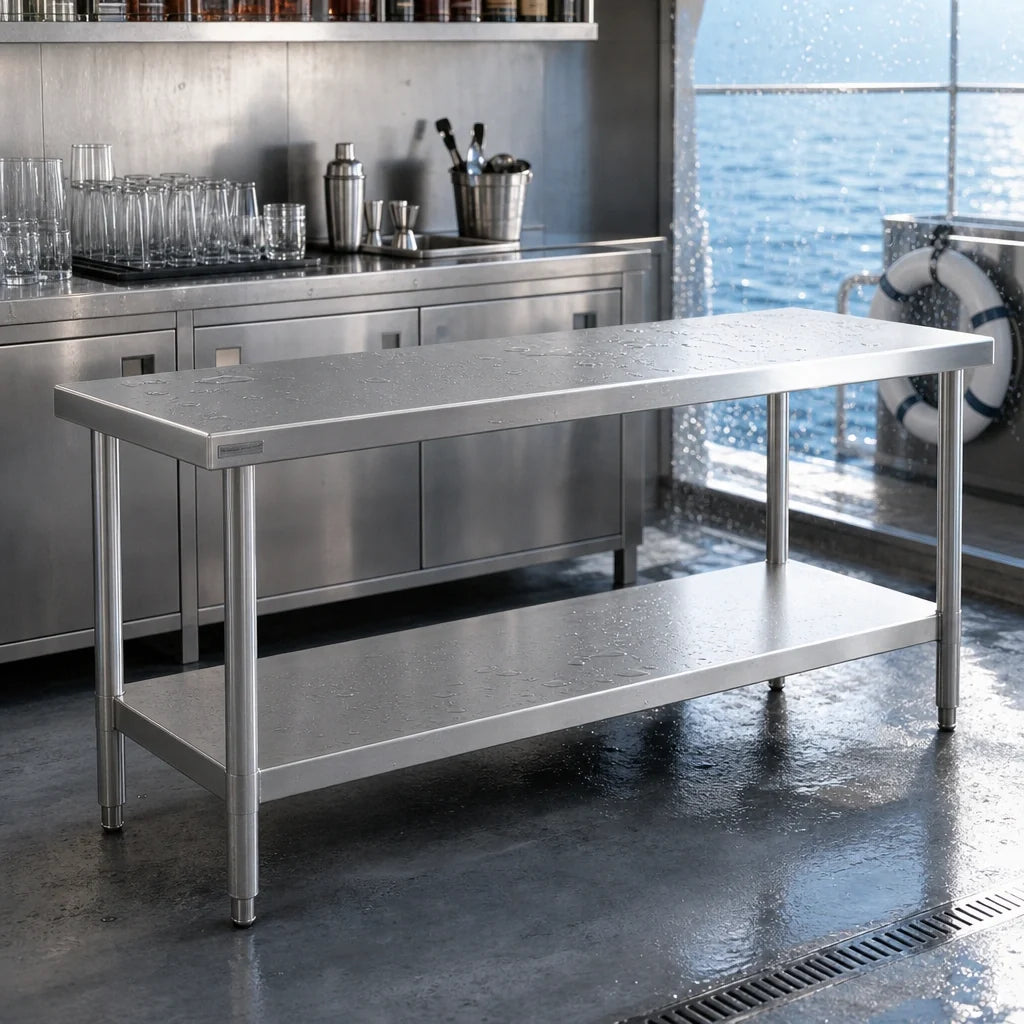 Eagle Group Spec-Master T36108SEM 108-Inch Stainless Steel Cocktail Station Work Table with Adjustable Undershelf, Flat Top, 36-Inch Deep
