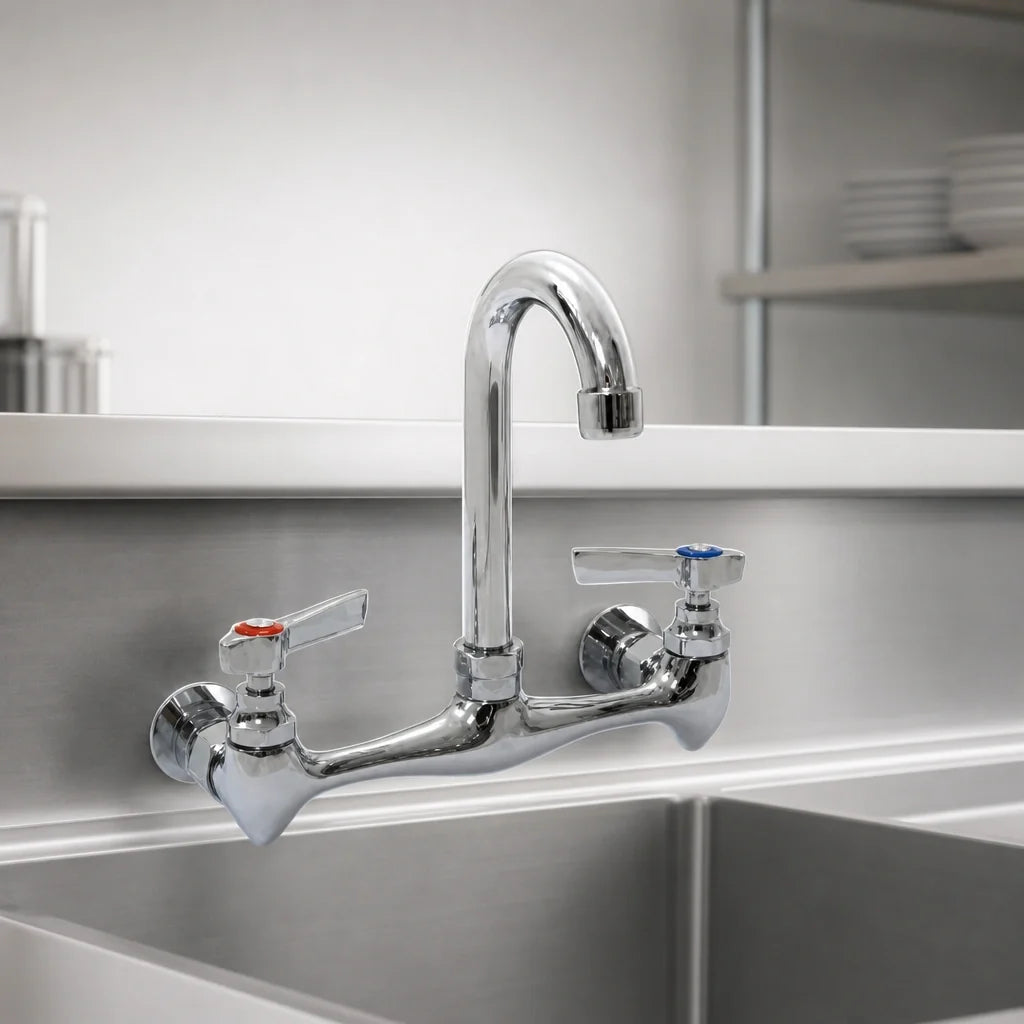 Eagle Group 313075-X Standard Splash-Mounted Gooseneck Faucet, 8-Inch Centers