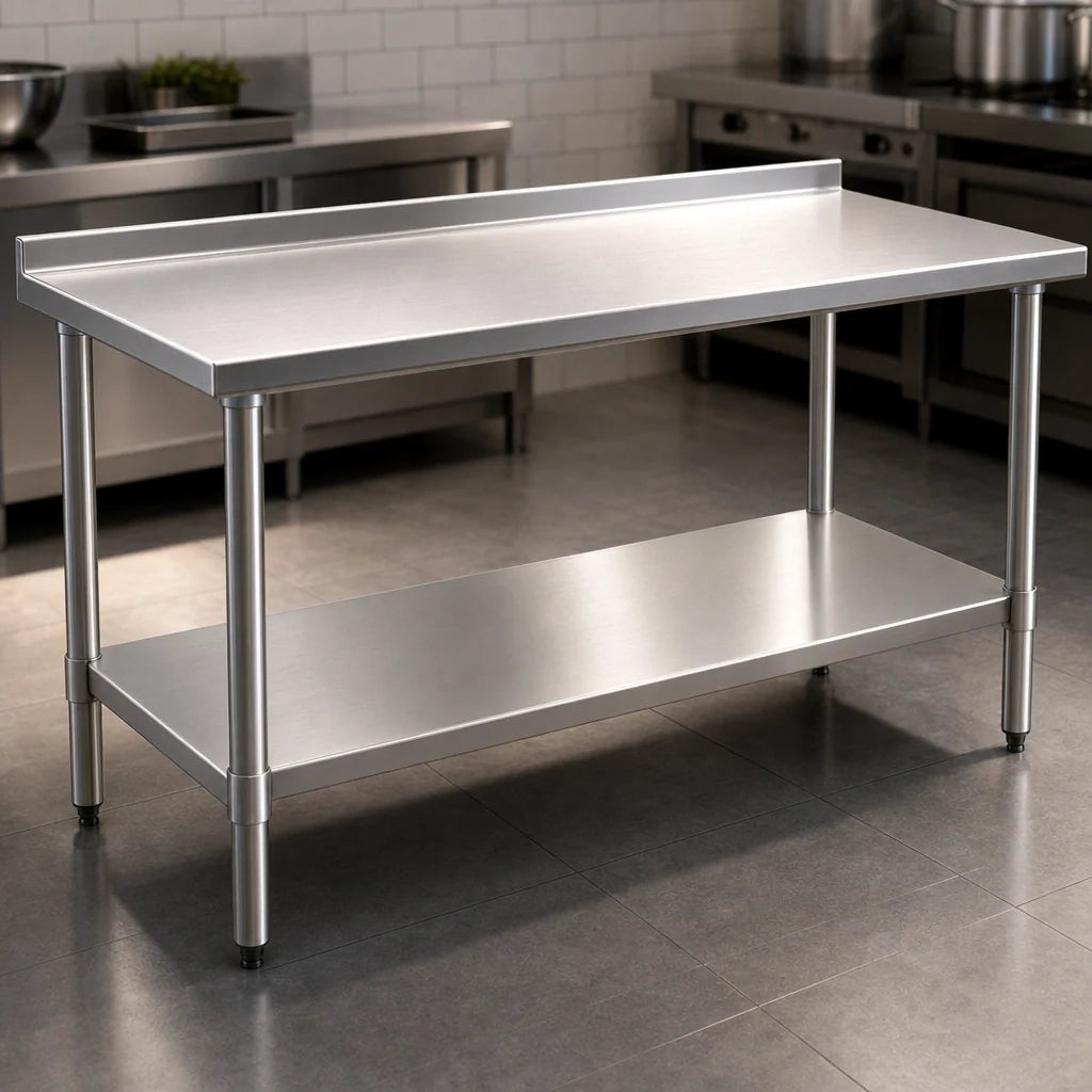 Eagle Group Budget Series UT2430SB 30" x 24" 430 Stainless Steel Work Table with Rear Upturn and Adjustable Undershelf