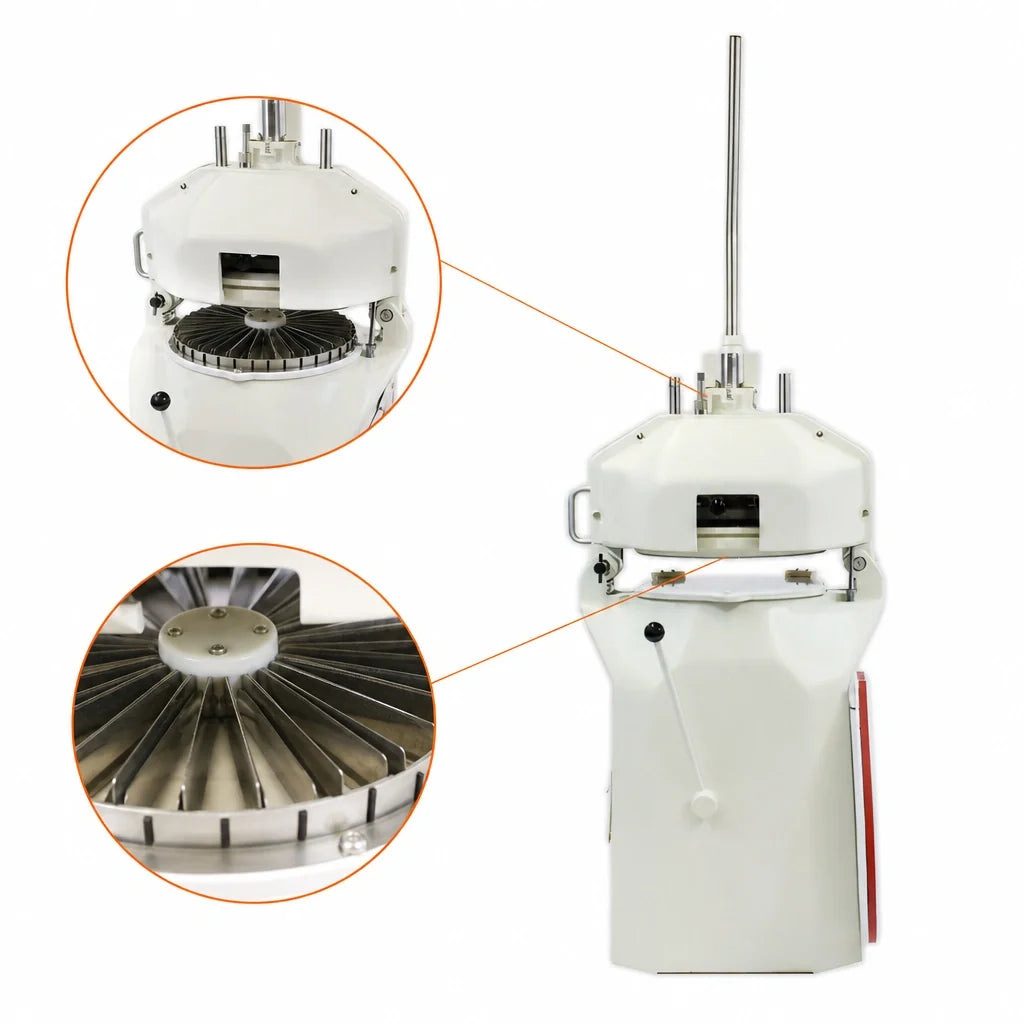 Erika Record Baking Equipment ER-MINI Semi-Automatic 56-Part Fixed-Head Dough Divider/Rounder, 4,500-7,500 Pieces/Hour, 220V 3-Phase