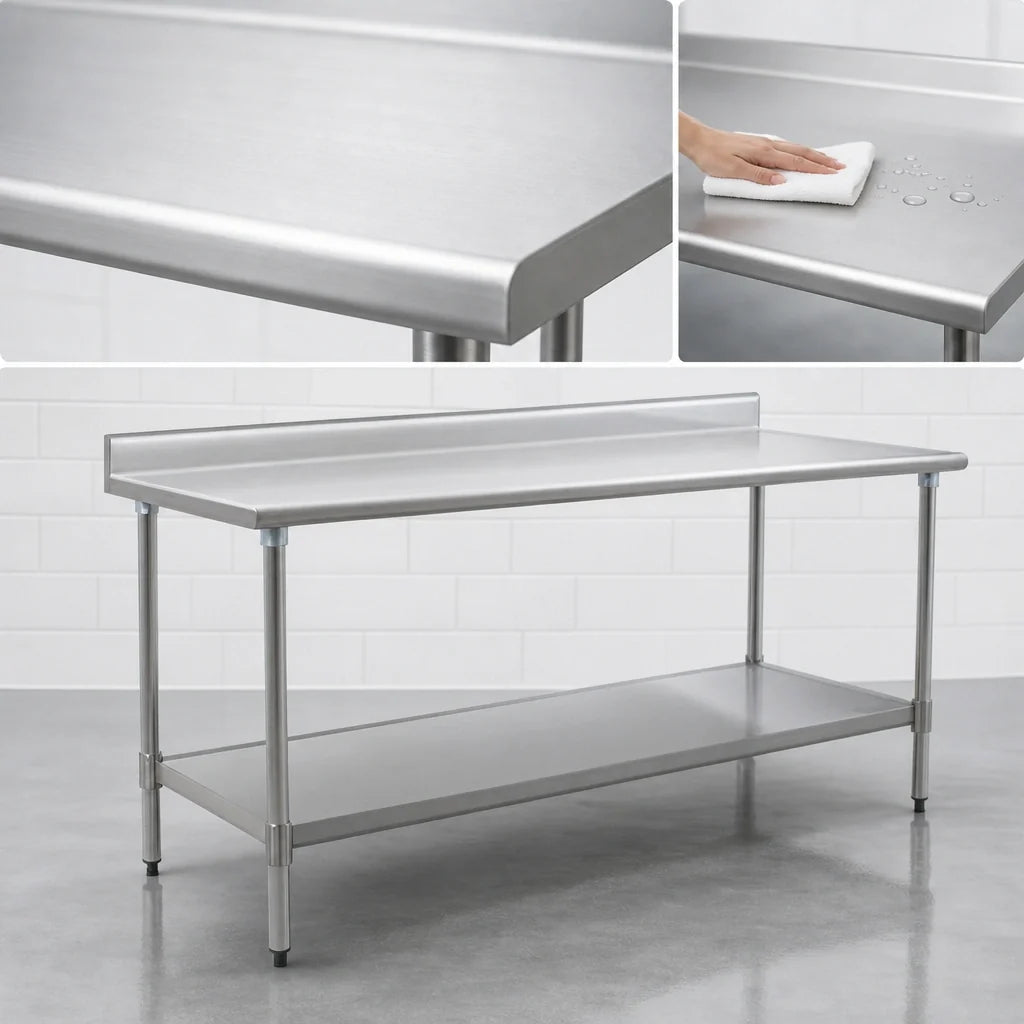 Eagle Group BlendPort® BPT-2460SB-BS 60 x 24 in Stainless Steel Work Table with 4-1/2 in Backsplash and Adjustable Undershelf