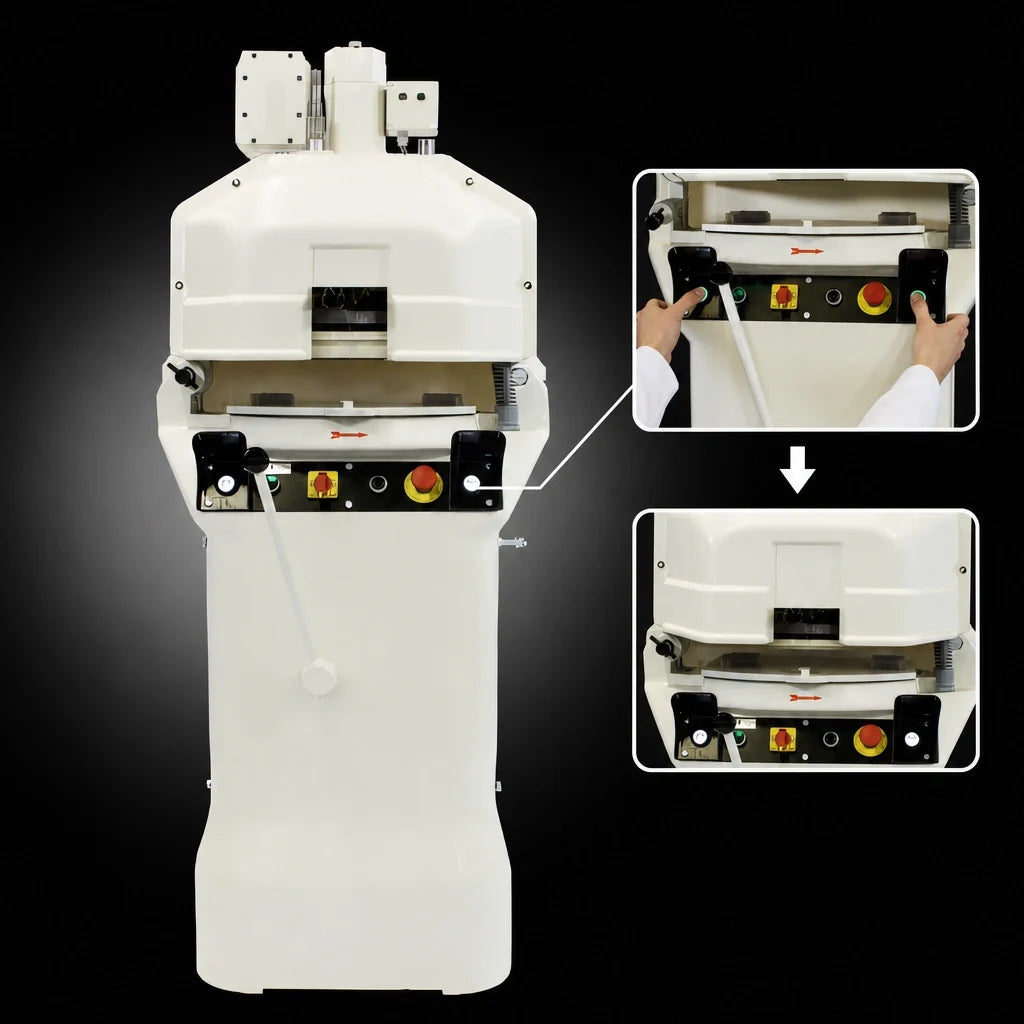 Erika Record Baking Equipment ER-EA7/71-RH/RD Semi-Automatic Floor Model Dough Divider/Rounder, 20-Part, 2.5-7.1 oz