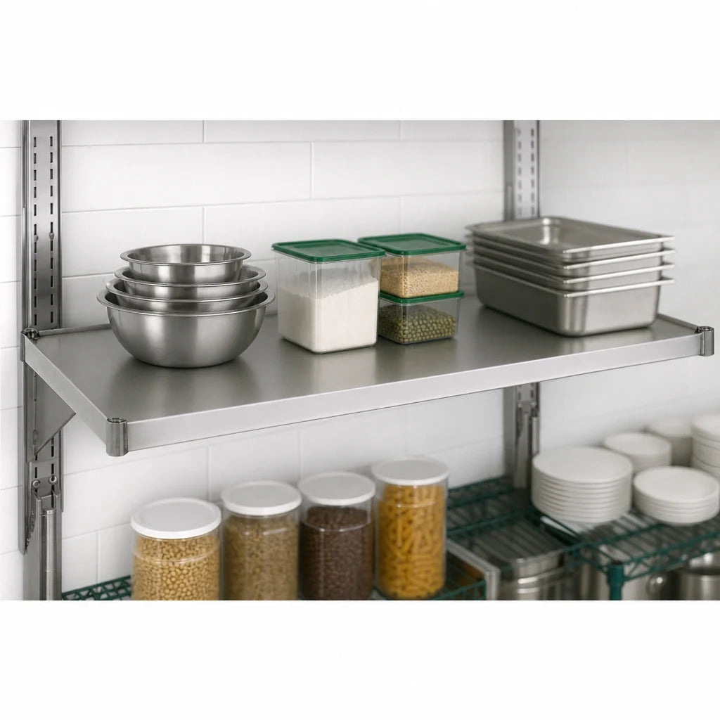 Eagle Group Valu-Gard SS1854VG 54" x 18" Solid Shelf, Marine Edge, Green Epoxy-Coated Galvanized Steel, 400 lb. Capacity Case of 2