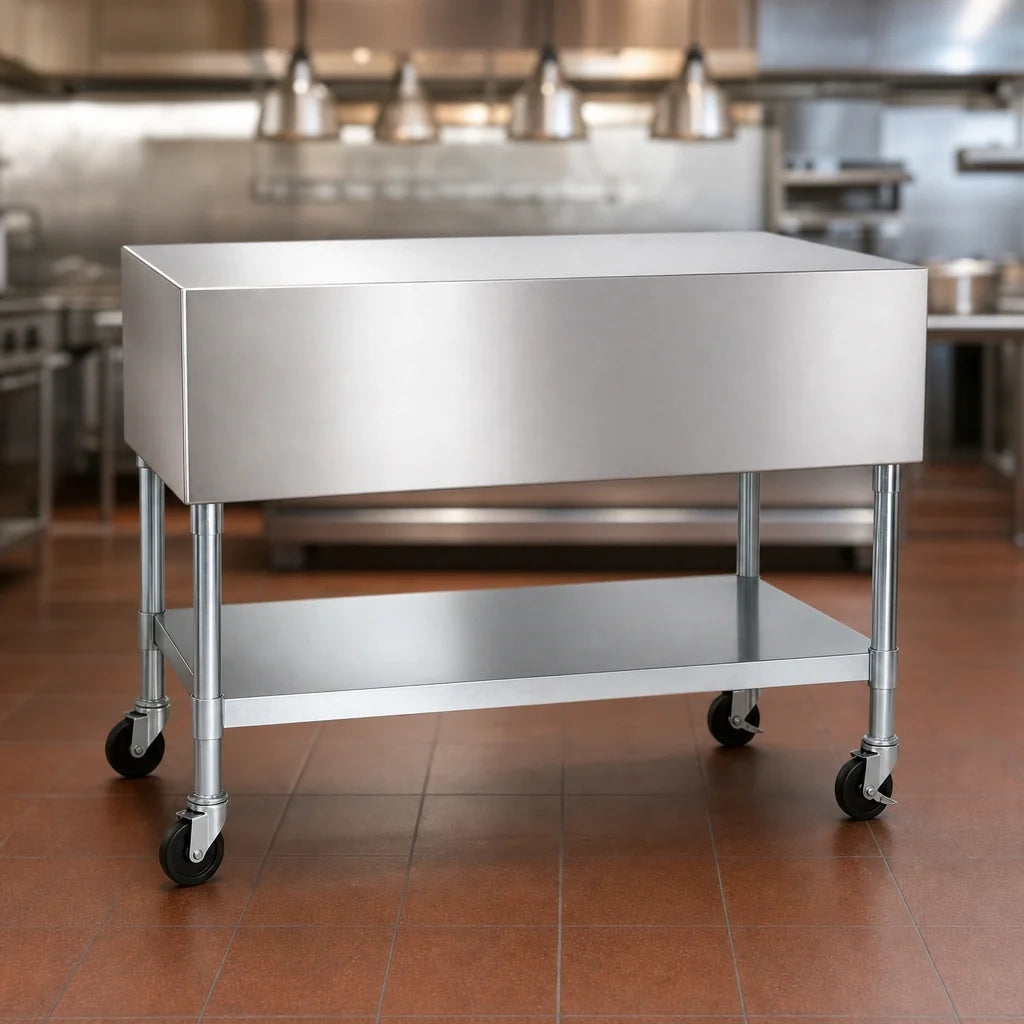 Eagle Group PST-5 Mobile Utility Serving Counter, 81-1/2-Inch Wide, Stainless Steel Top, Open Galvanized Base