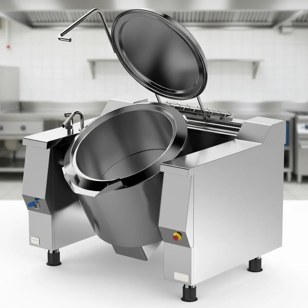 Firex (Middleby) Cucimix UCBTE034CV1 34-Gallon Electric Tilting Skillet Braising Pan with Touchscreen Controls and Automatic Mixer