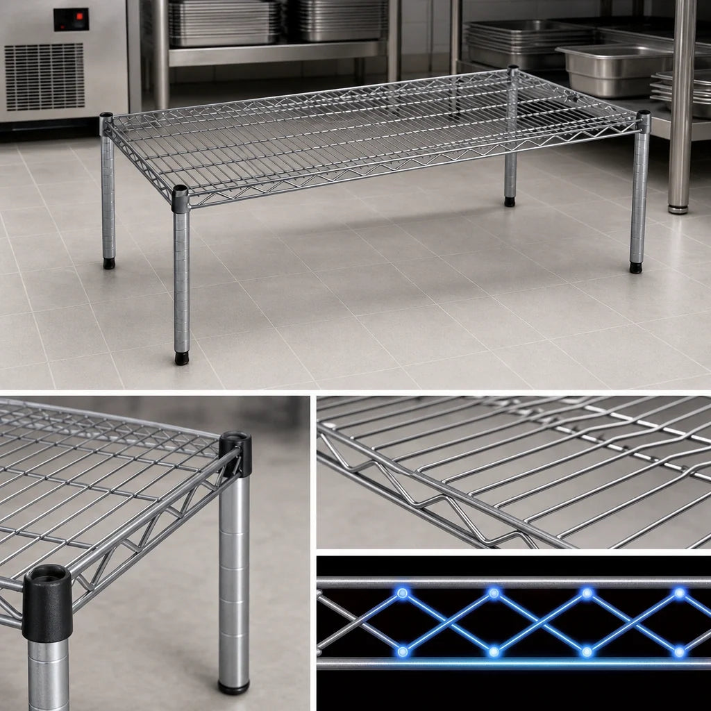 Eagle Group PF2124-C Chrome Wire Dunnage Rack, 24 x 21 x 14 Inches, 600-lb Capacity, Freestanding