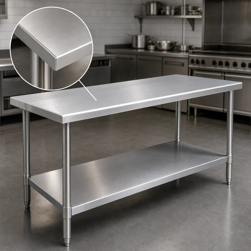 Eagle Group Spec-Master T3684SEM Stainless Steel Marine Work Table with Adjustable Undershelf, Box Marine Edge, 84"W x 36"D