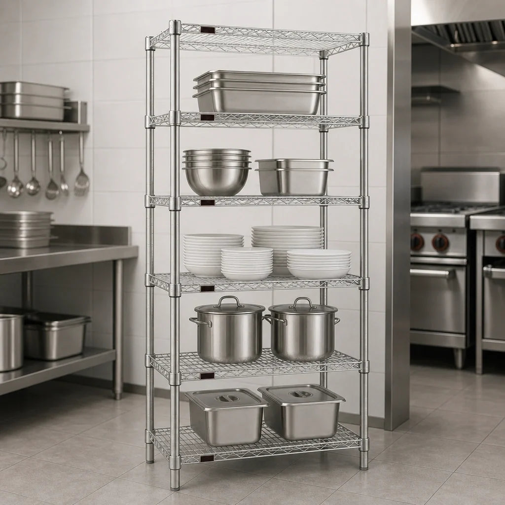 Eagle Group S5-74-2130S 5-Tier Wire Starter Shelving Unit, 30"W x 21"D x 74"H, Stainless Steel Finish