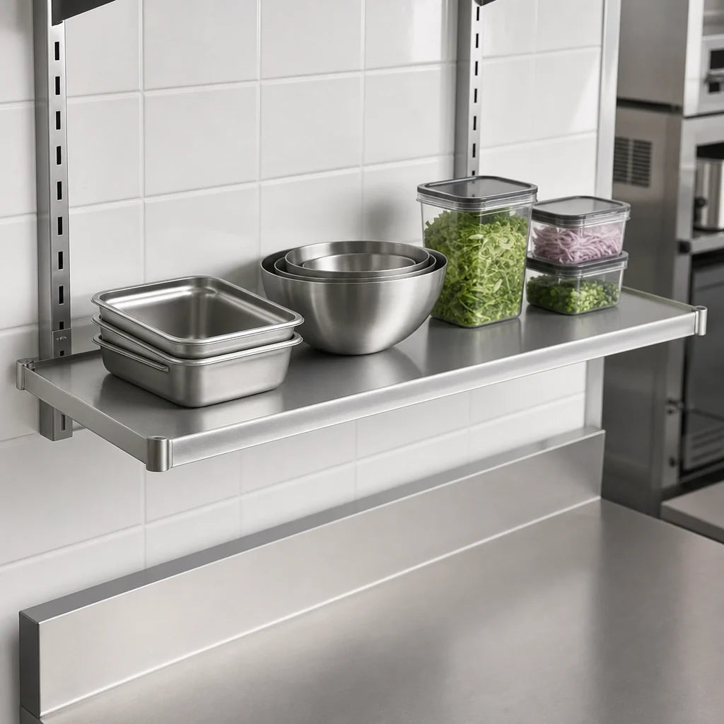 Eagle Group SS1454S 54" x 14" Solid Stainless Steel Shelf with Marine Edge, 400 lb. Capacity Case of 2