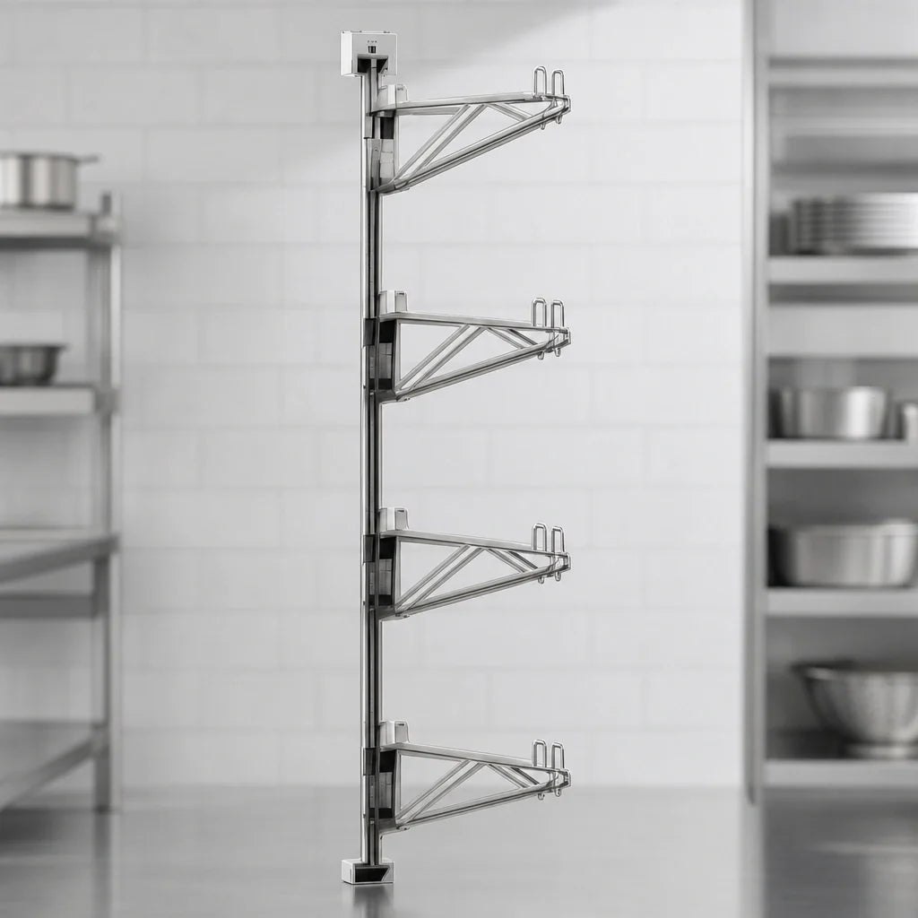 Eagle Group Valu-Gard PWM14-4VG Adjustable Post Wire Wall-Mount Mid Unit, 14-Inch Shelves, 63-Inch Post, Green Epoxy Finish