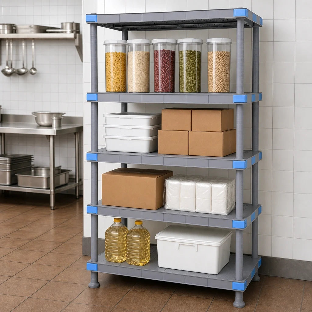 Quantum Millenia QP243686SS-4 4-Shelf Solid Polymer Starter Shelving Unit, 36"W x 24"D x 86"H, Gray
