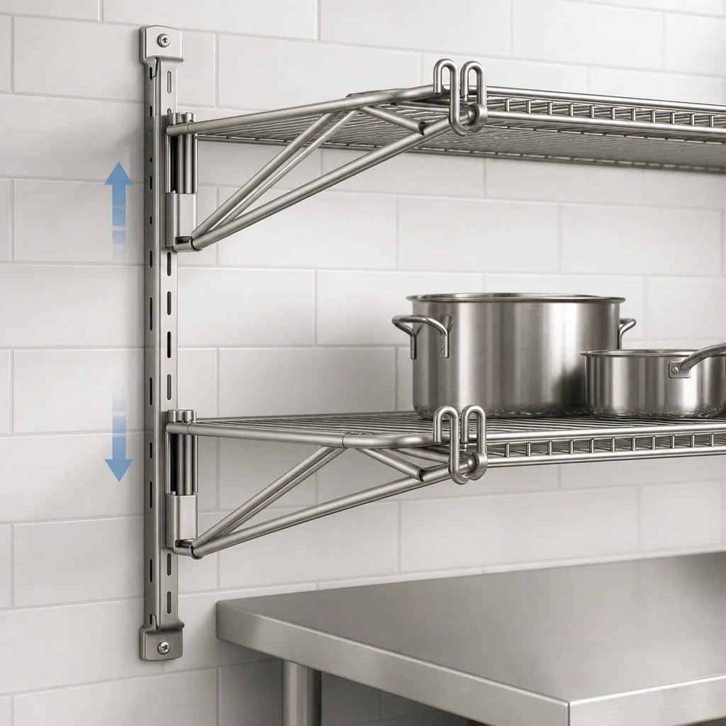 Eagle Group PDWB18S Double Mid Shelf Bracket, 18-Inch Deep, Stainless Steel, for Adjustable Post Wire Wall Mount Shelving