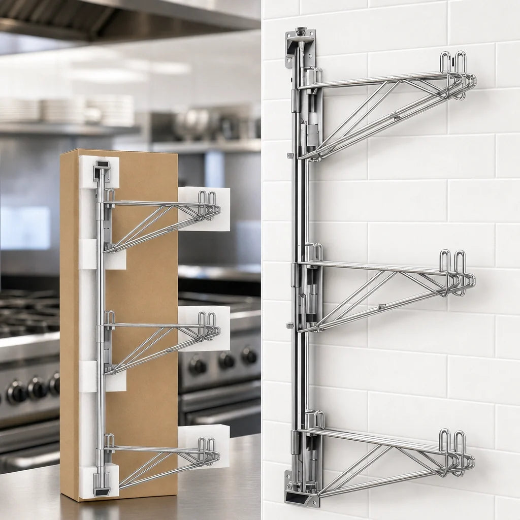 Eagle Group PWM18-3C Adjustable Wire Wall-Mount Shelving Mid Unit, 54-Inch Post, 18-Inch Shelf Depth, Chrome-Plated