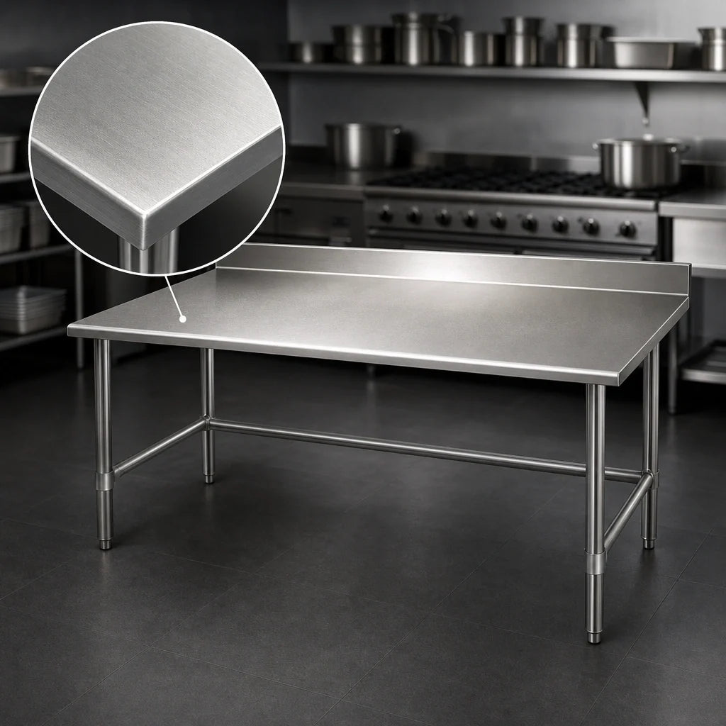 Eagle Group Deluxe T2484STEB-BS 84-Inch Stainless Steel Work Table, 24-Inch Deep, 4-1/2-Inch Backsplash, Open Base