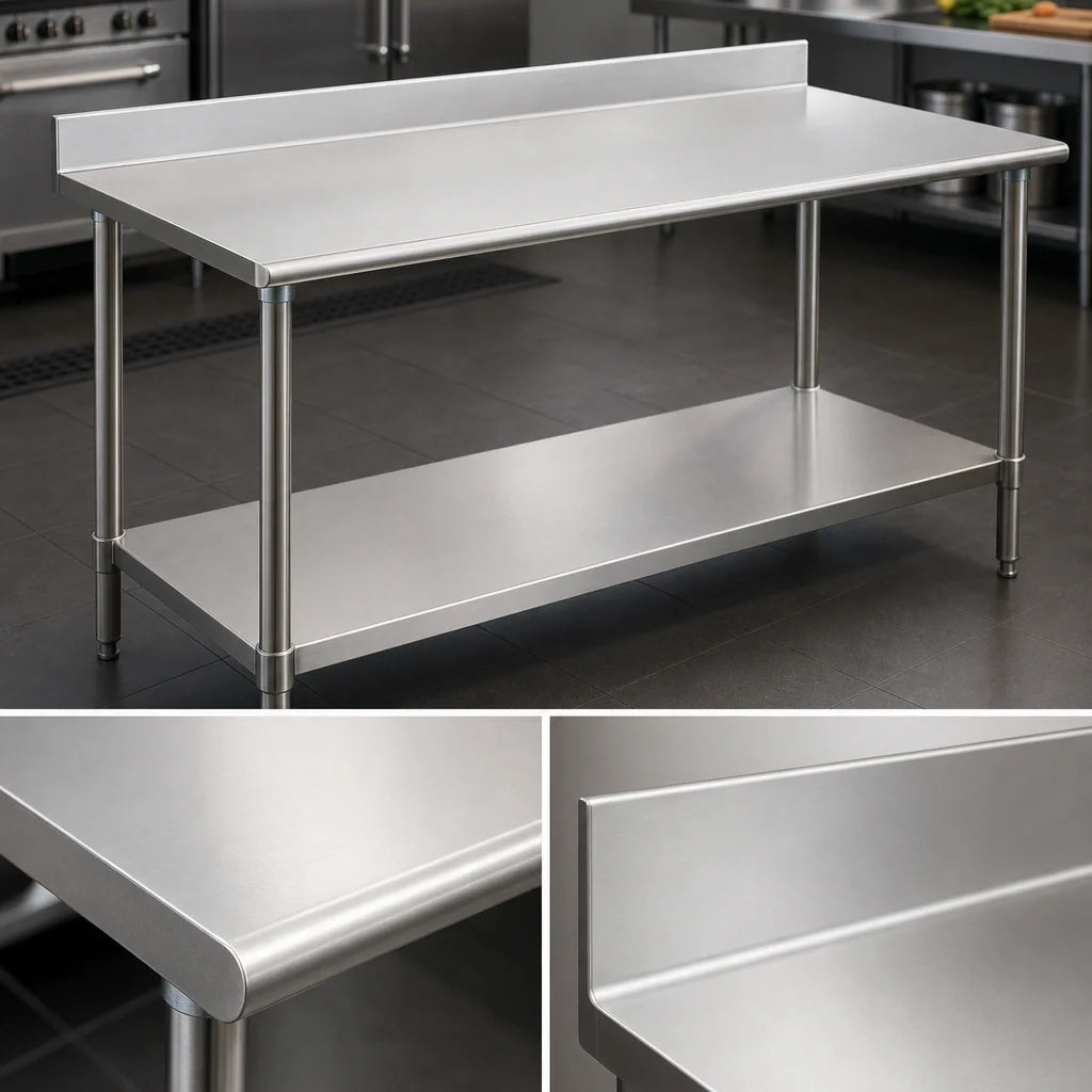 Eagle Group Spec-Master T24144SE-BS 144-Inch x 24-Inch Stainless Steel Work Table with 4-1/2-Inch Backsplash and Undershelf