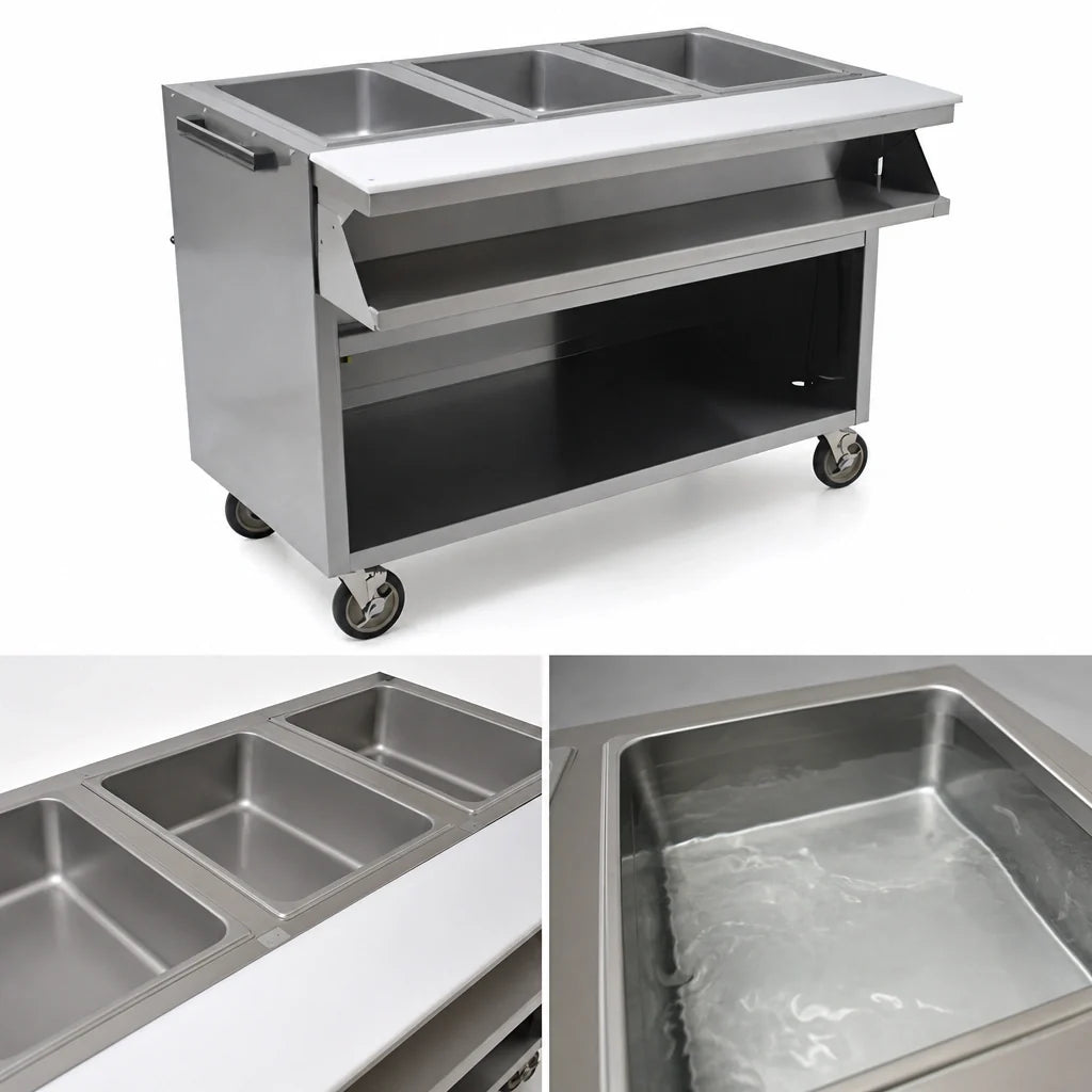 Eagle Group Spec-Master SPHT3CB-240-3 3-Pan Electric Sealed-Well Hot Food Table with AutoFill, Mobile, 48-Inch