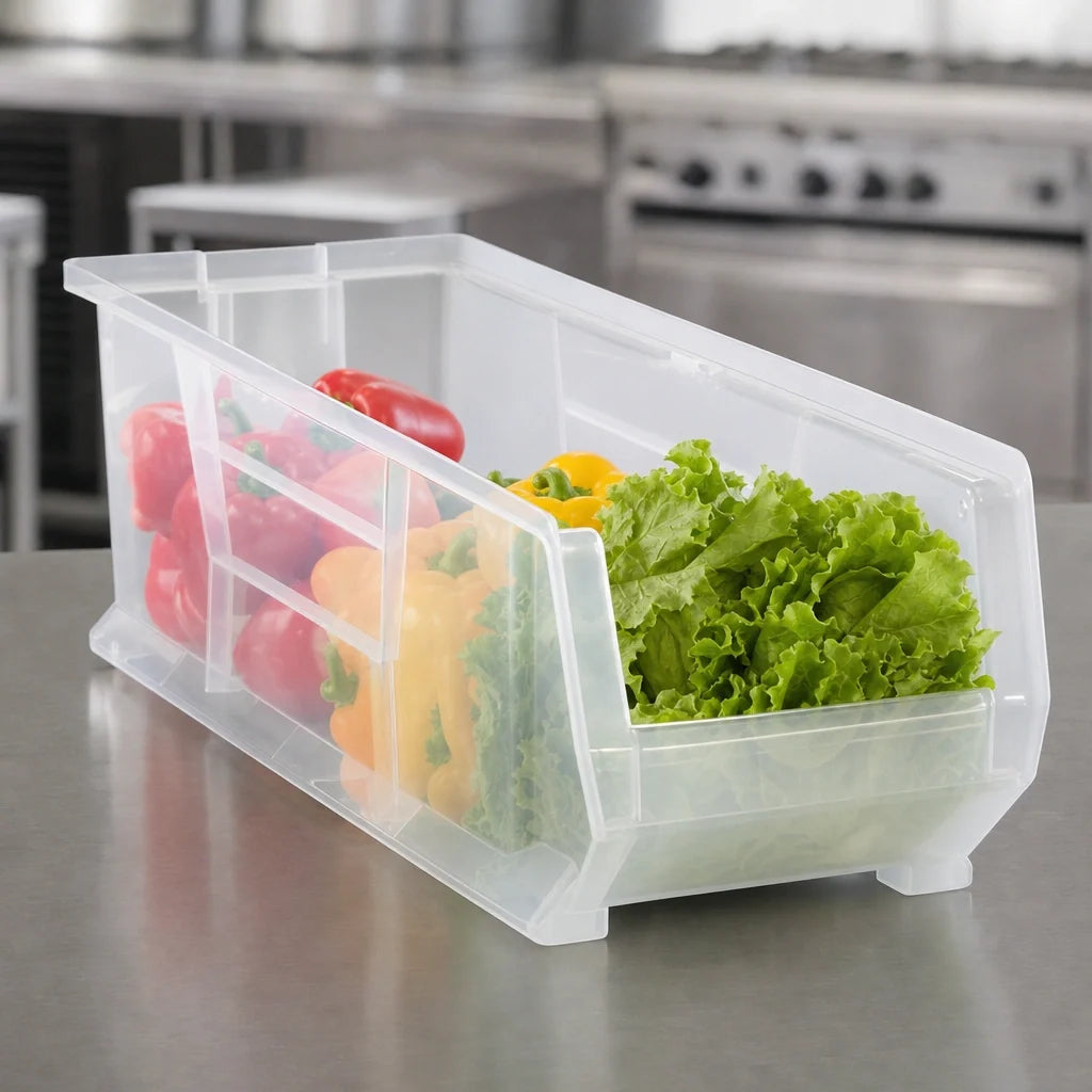 Quantum QUS950CL 24-Inch Clear Stackable Polypropylene Storage Bin Case of 6