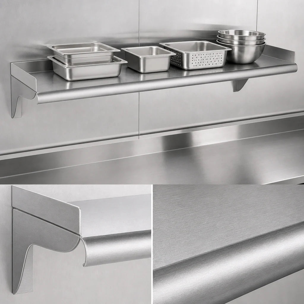 Eagle Group WS1072-16/4 72-Inch Wall-Mounted Stainless Steel Shelf, 10-Inch Deep, 16-Gauge Type 430