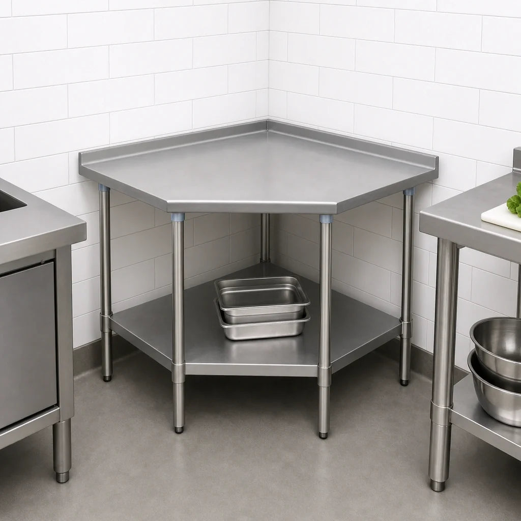 Eagle Group BlendPort® BPT-3030SEB-UT 30" x 30" Corner Stainless Steel Work Table with Adjustable Undershelf, 16-Gauge 300 Series Top