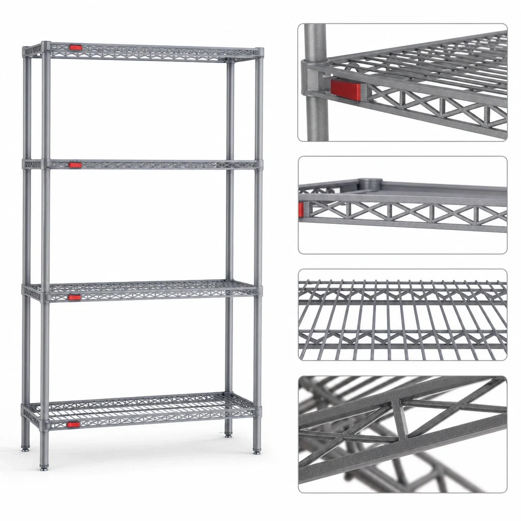 Eagle Group Valu-Master S4-74-2130V 4-Tier Wire Starter Shelving Unit, 30 x 21 x 74 Inches, Pewter Gray Epoxy Finish