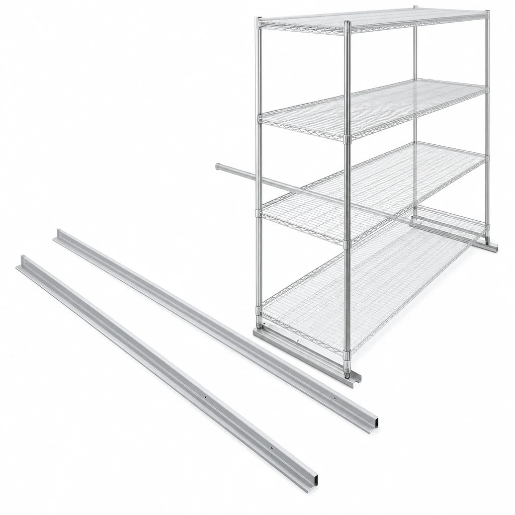 Eagle Group Floor-Trak SDFT-21 21-Ft Single-Deep Floor Track Kit for Wire Shelving, Anodized Aluminum with Plastic End Stops