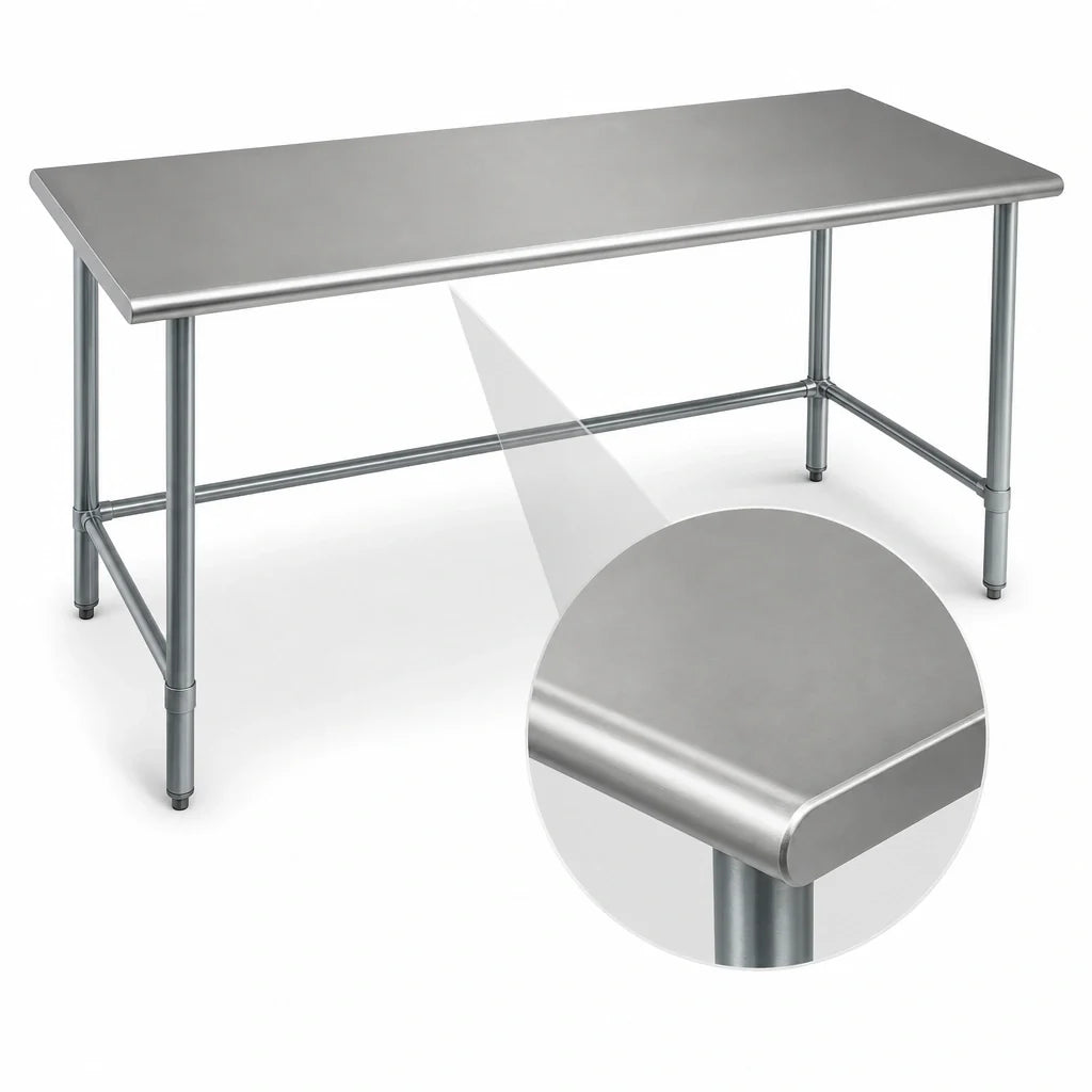 Eagle Group Spec-Master T30120GTE 120" x 30" Flat-Top Stainless Steel Work Table, 14-Gauge 304 Top, Galvanized Open Base