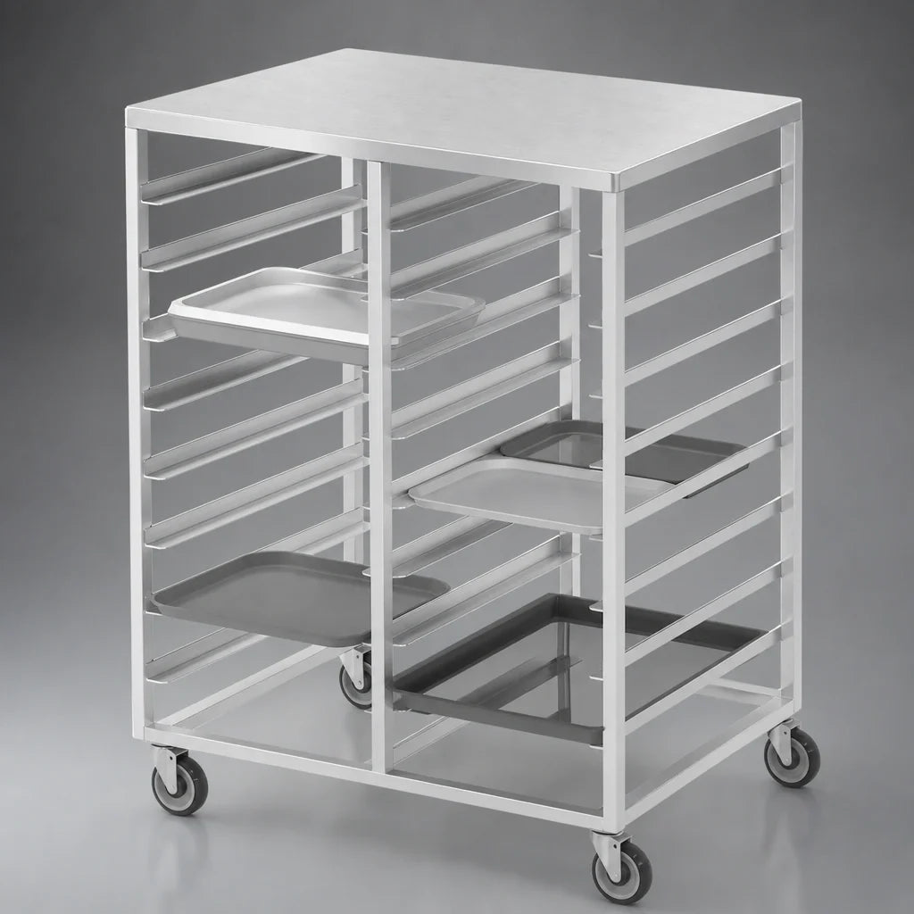 Channel Manufacturing CTR1418 Aluminum Cafeteria Tray Delivery Rack, Double Section, Side Load, 36-Tray Capacity