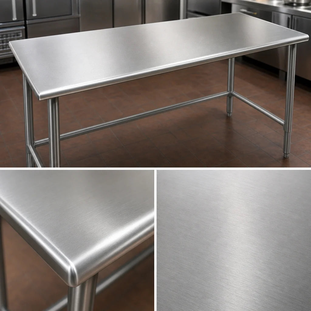 Eagle Group Spec-Master T36144STE 144 x 36-Inch Stainless Steel Work Table, Open Base with Rolled Edges and Crossrails