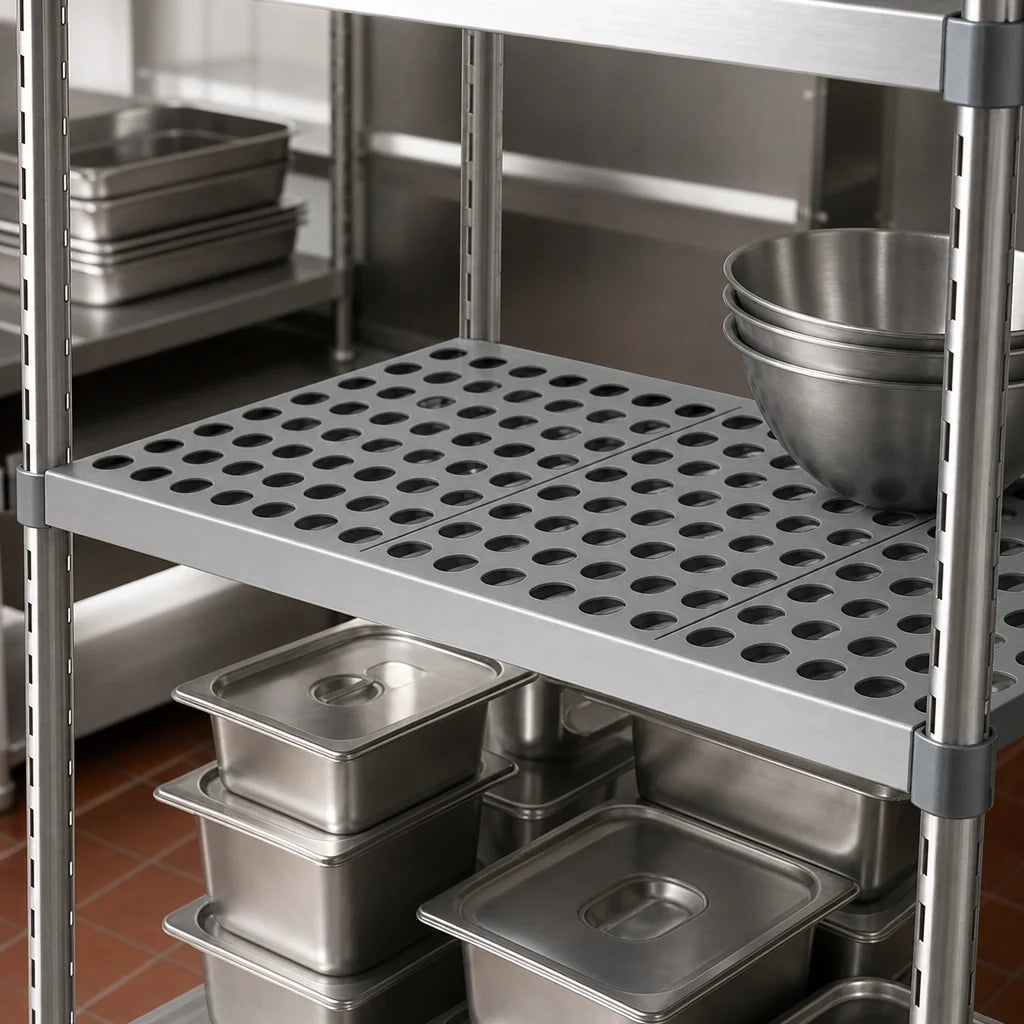 Fermod Fermostock 64265-R1 31"W x 18"D Vented Anodized Aluminum Modular Shelf with Removable Polymer Inserts