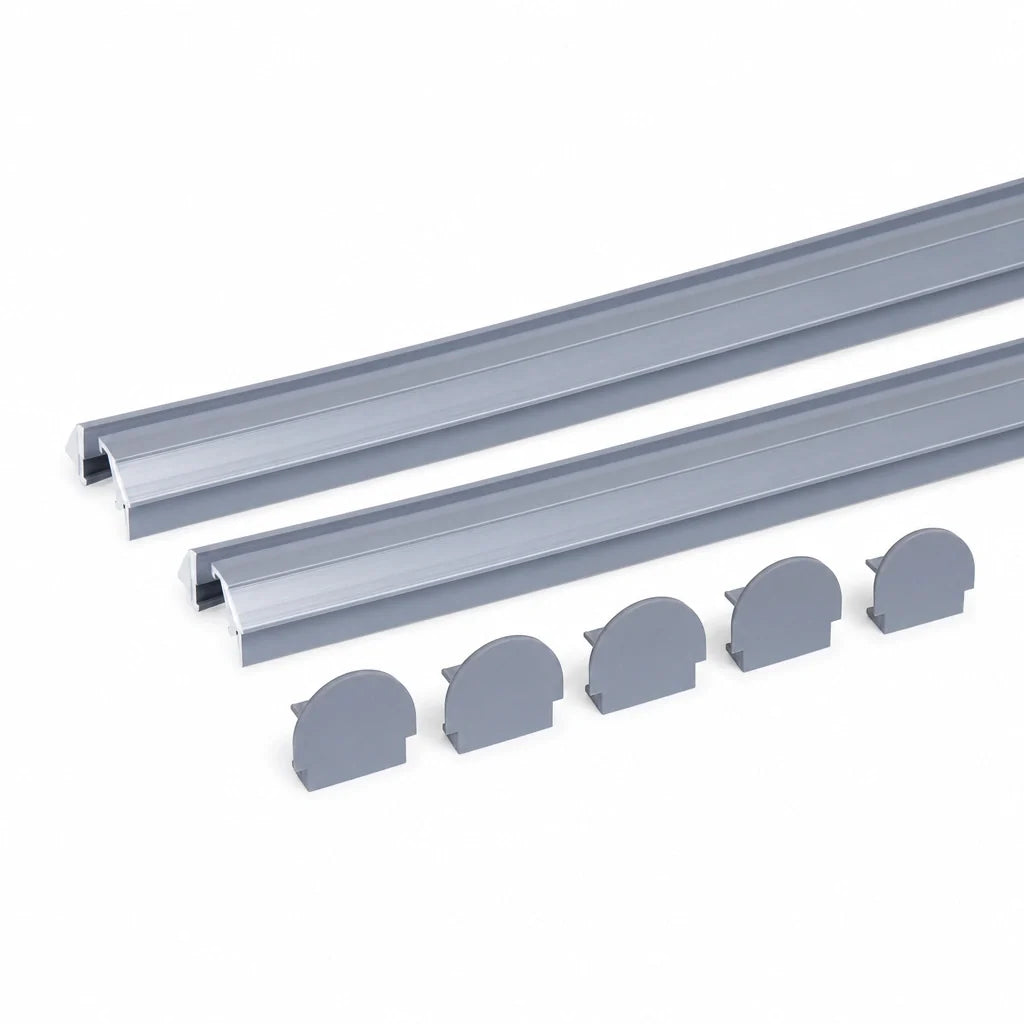 Quantum TTK-11 Aluminum Overhead Track Kit with 2 11-Foot Tracks and 4 End Plates, Chrome