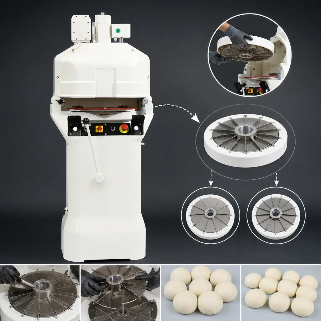 Erika Record Baking Equipment ER-EP11/31-RH/RD Semi-Automatic 36-Part Dough Divider/Rounder, 1-4 oz Portions, Floor Model