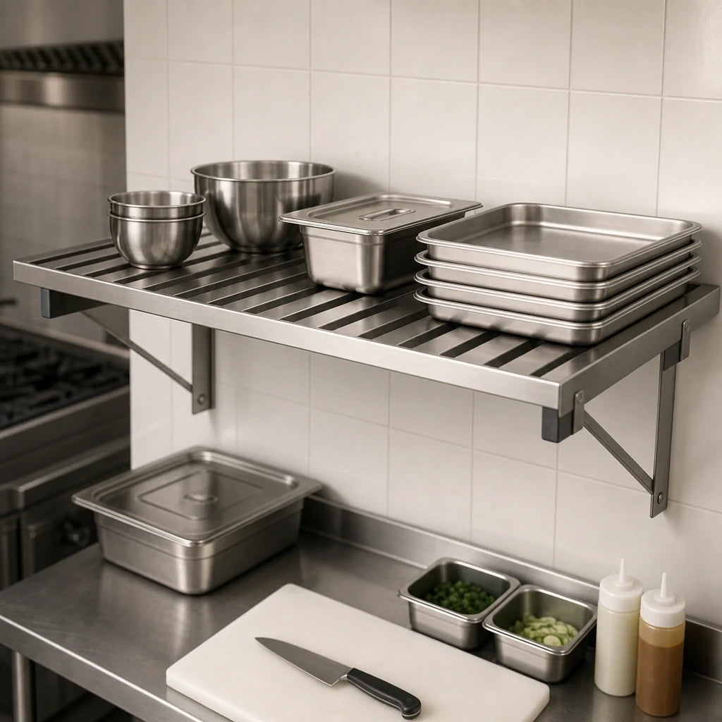 Eagle Group CLHDWS-1848 Heavy-Duty Wall-Mounted Stainless Steel Shelf, 48 W x 18 D Inches