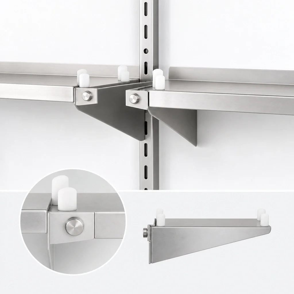Eagle Group MMDBSS-K-24 24-Inch Stainless Steel Double Knob Shelf Bracket for Cantilevered Shelving, 360 lb. Capacity