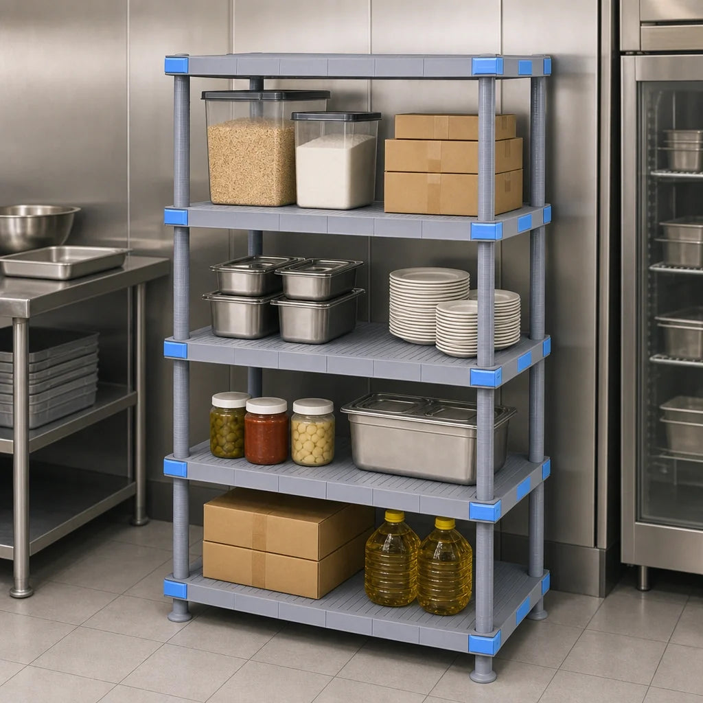 Quantum Millenia QP184286SS-4 4-Shelf Solid Polymer Shelving Starter Unit, 42W x 18D x 86H, Gray