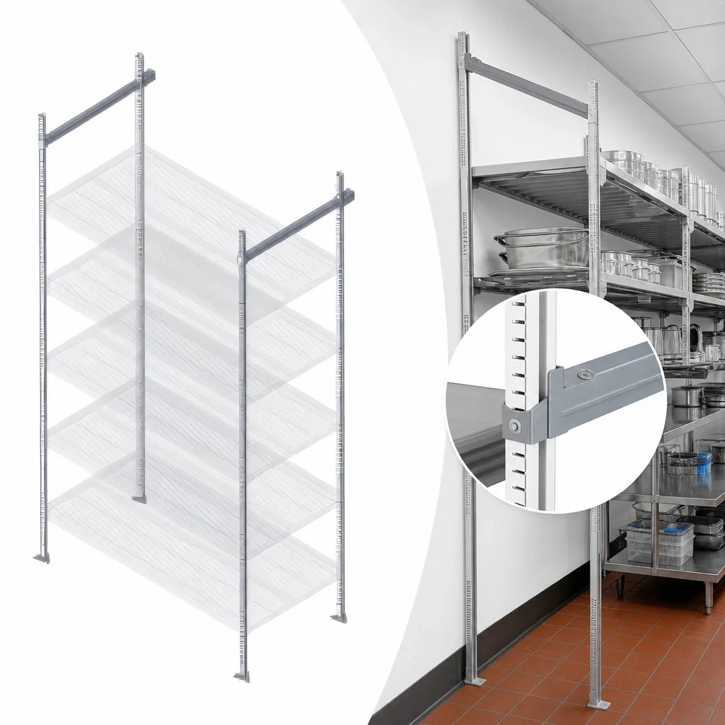 Quantum TTK-E18BK 18-Inch Stationary End Kit for Overhead Track Shelving, Black Epoxy-Coated, 86-Inch Posts