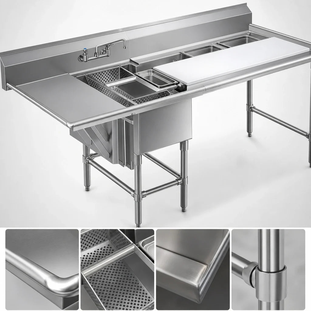 Eagle Group Spec-Master FNP2820-1-18L-48TR 1-Compartment Stainless Steel Prep Sink, 28" x 20" x 14" Compartment, Left Drainboard, 48" Prep Area