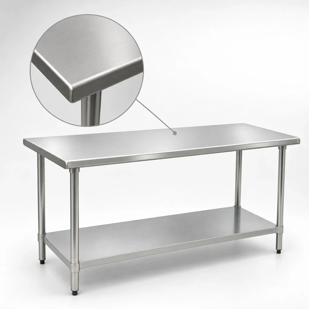 Eagle Group BlendPort® BPT-3060SB 60" x 30" 430 Stainless Steel Work Table with Adjustable Undershelf and Rolled Edges