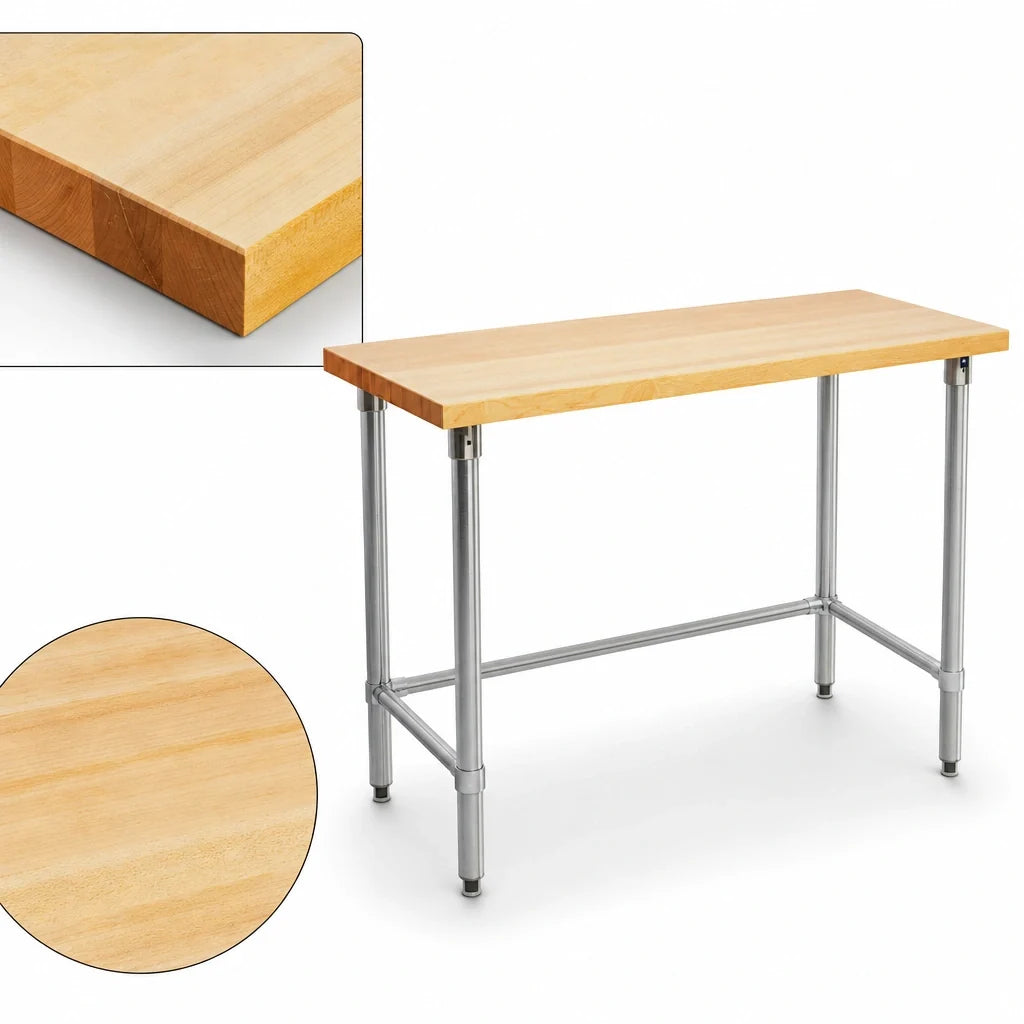 Eagle Group MT2460ST 60" x 24" Hardwood Top Work Table with Stainless Steel Open Base