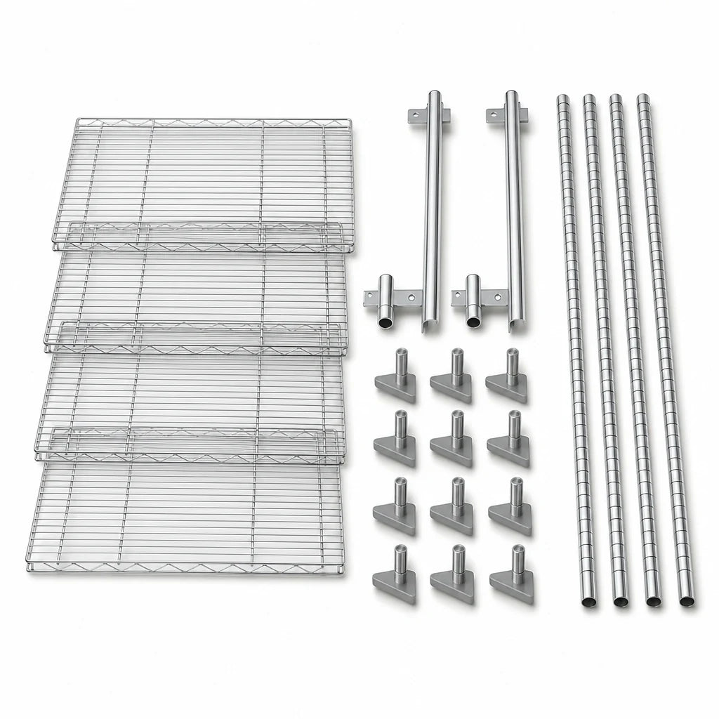 Quantum TTK-C21X 21-Inch Chrome Overhead Track Shelving Intermediate Kit with 86-Inch Posts