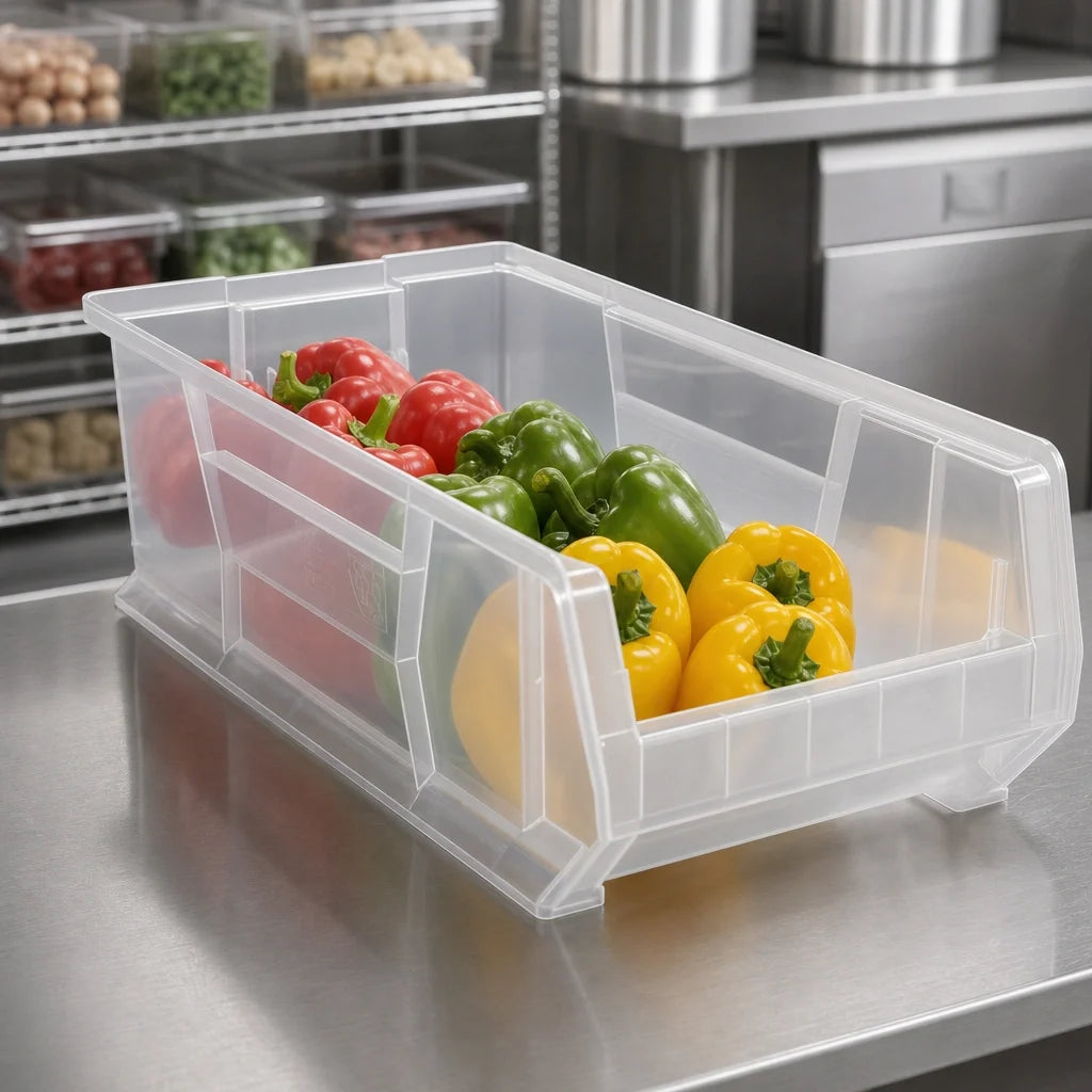 Quantum QUS952CL 24-Inch Clear Stackable Polypropylene Storage Bin, 23-7/8 x 11 x 7 Inches Case of 4