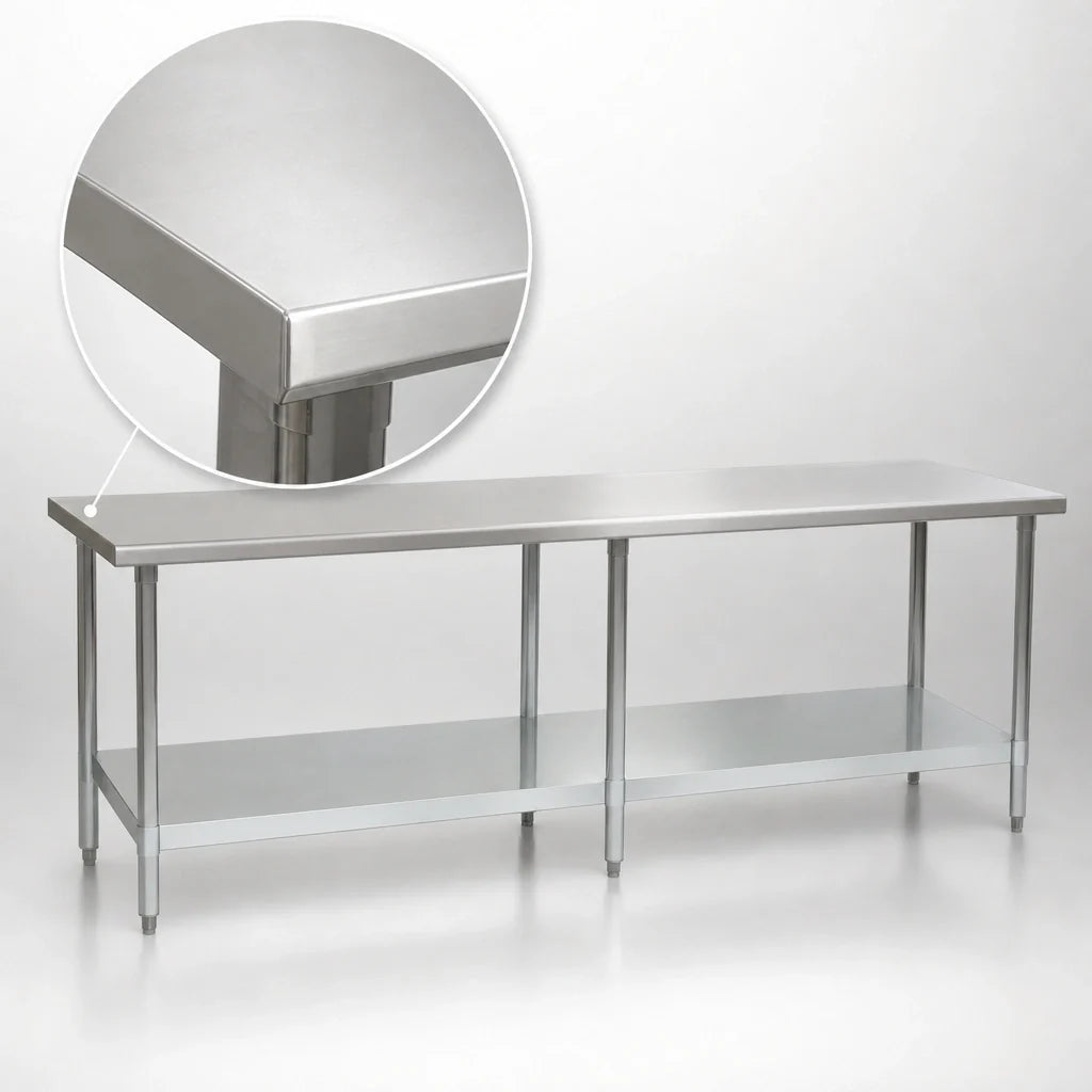 Eagle Group Spec-Master T48144E 144"W x 48"D 14-Gauge 300 Series Stainless Steel Work Table with Galvanized Undershelf