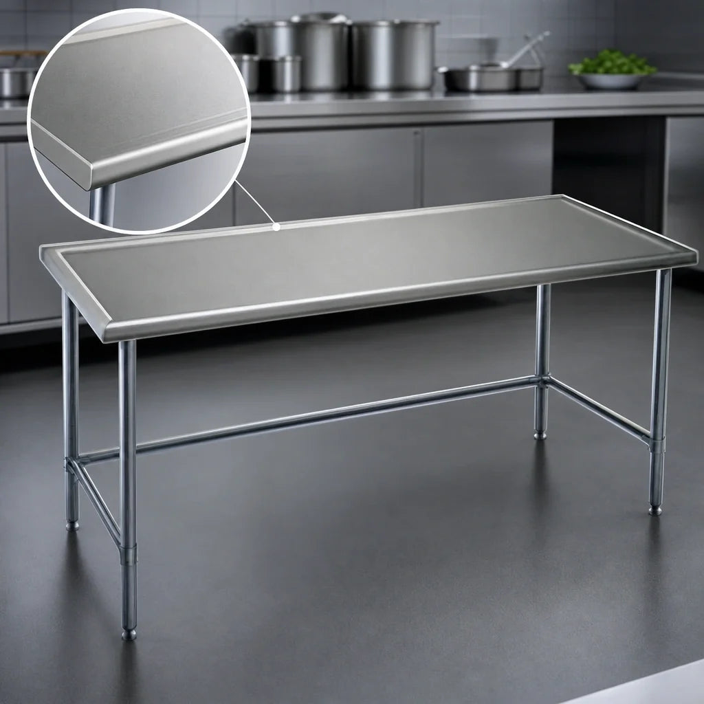 Eagle Group Spec-Master T4872STEM Stainless Steel Work Table, 72 x 48 in, 14-Gauge 300 Series Top, Marine Edge, Open Base
