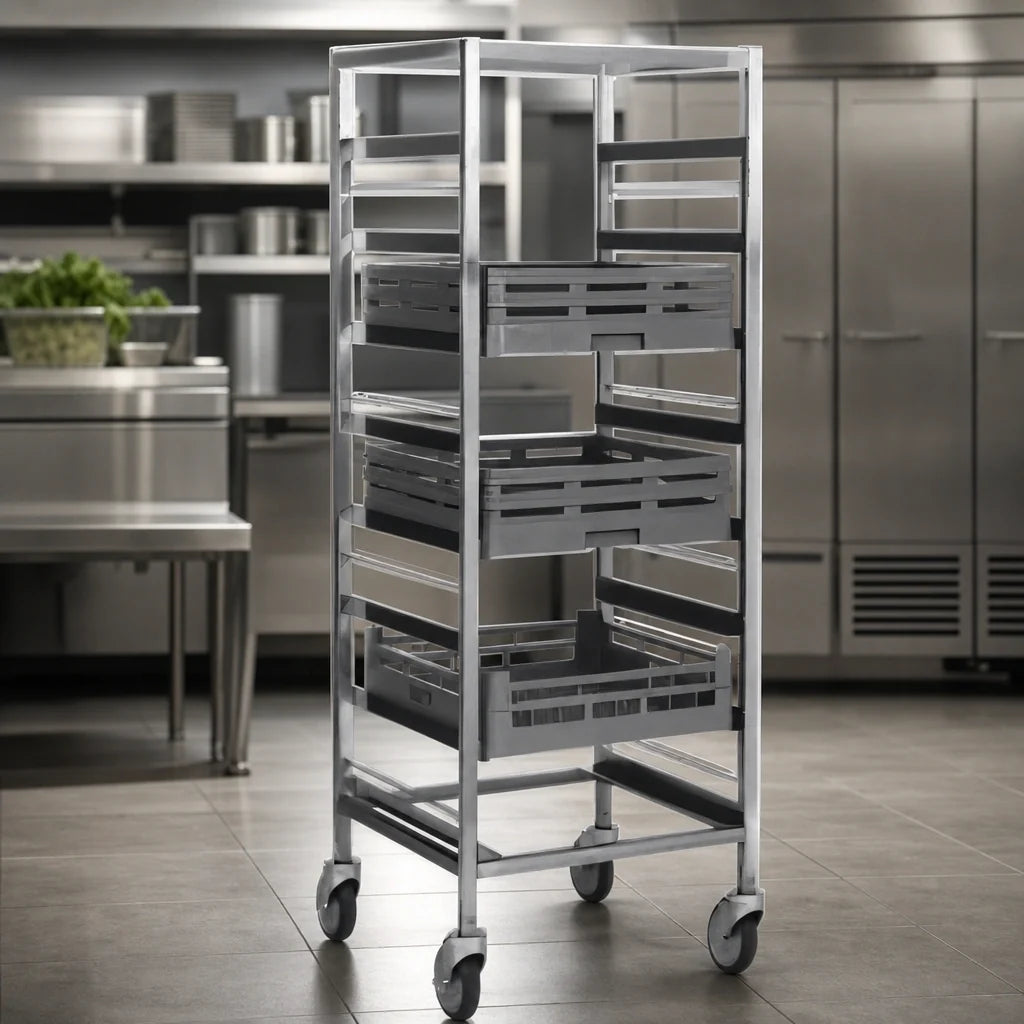 Eagle Group Panco OUR-2006-9A Mobile Full-Height Utility Rack for 20 x 20 Racks, 6-Slide, Open-Sided Aluminum Frame