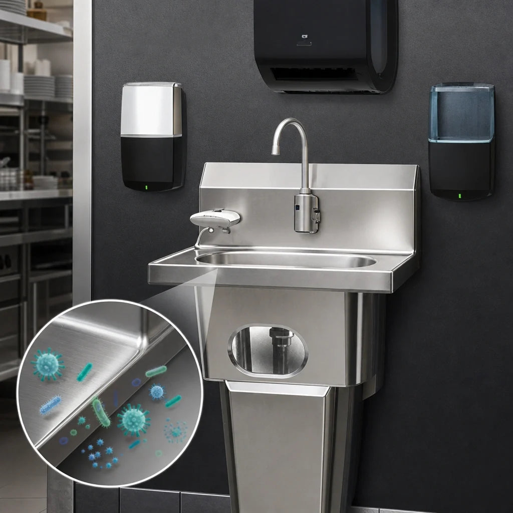 Eagle Group MicroGard HFL-5000-S-X Touch-Free Integrated Handwashing Station, Wall-Mounted Skirted, 304 Stainless Steel