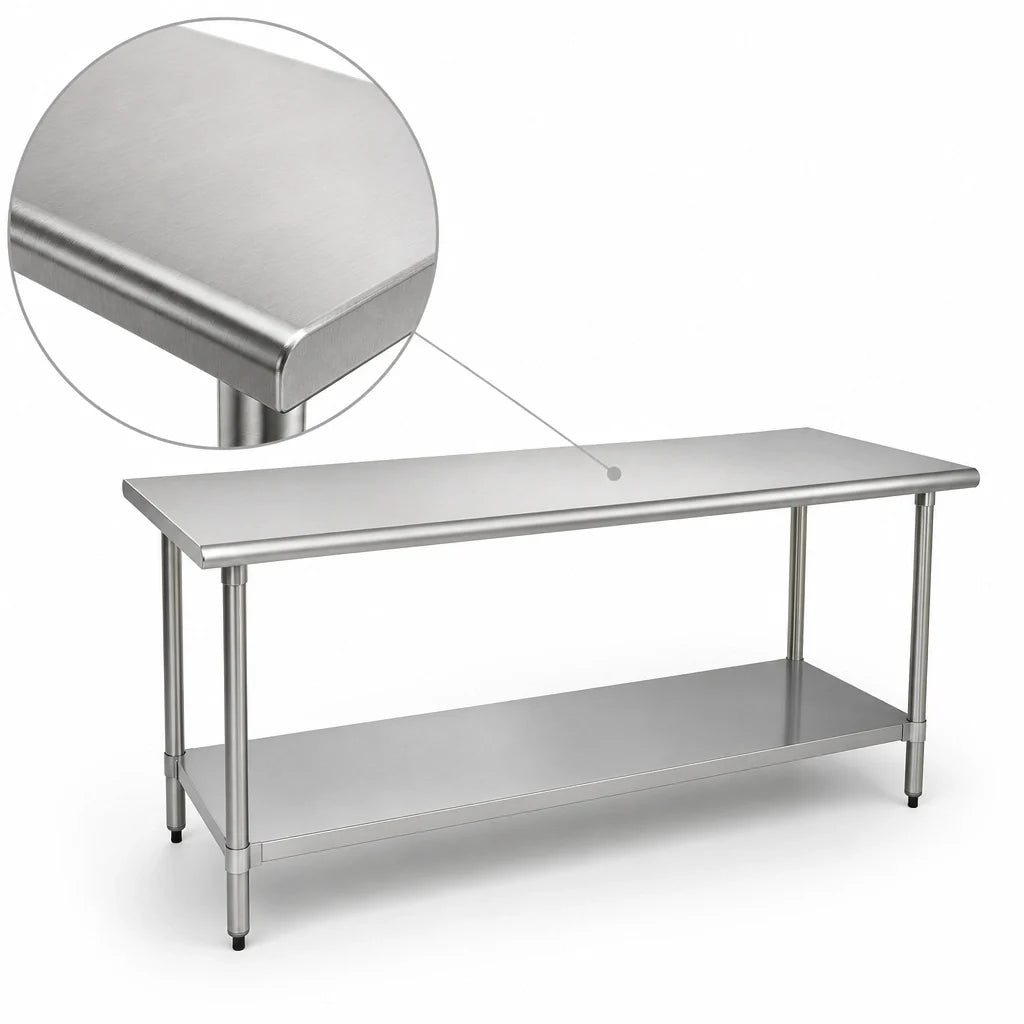 Eagle Group BlendPort® BPT-3084SB 84 x 30-Inch 430 Stainless Steel Work Table with Adjustable Undershelf and Rolled Edges