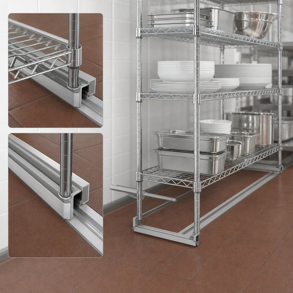 Eagle Group Floor-Trak SDFT-28 Single-Deep Anodized Aluminum Floor Track Kit for Wire Shelving, 28 ft., with End Stops and Hardware