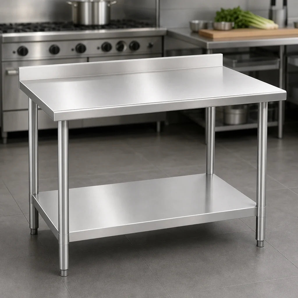 Eagle Group Budget Series UT3024B-1X 24 x 30 Inch 430 Stainless Steel Work Table with Adjustable Undershelf and Rear Up-Turn