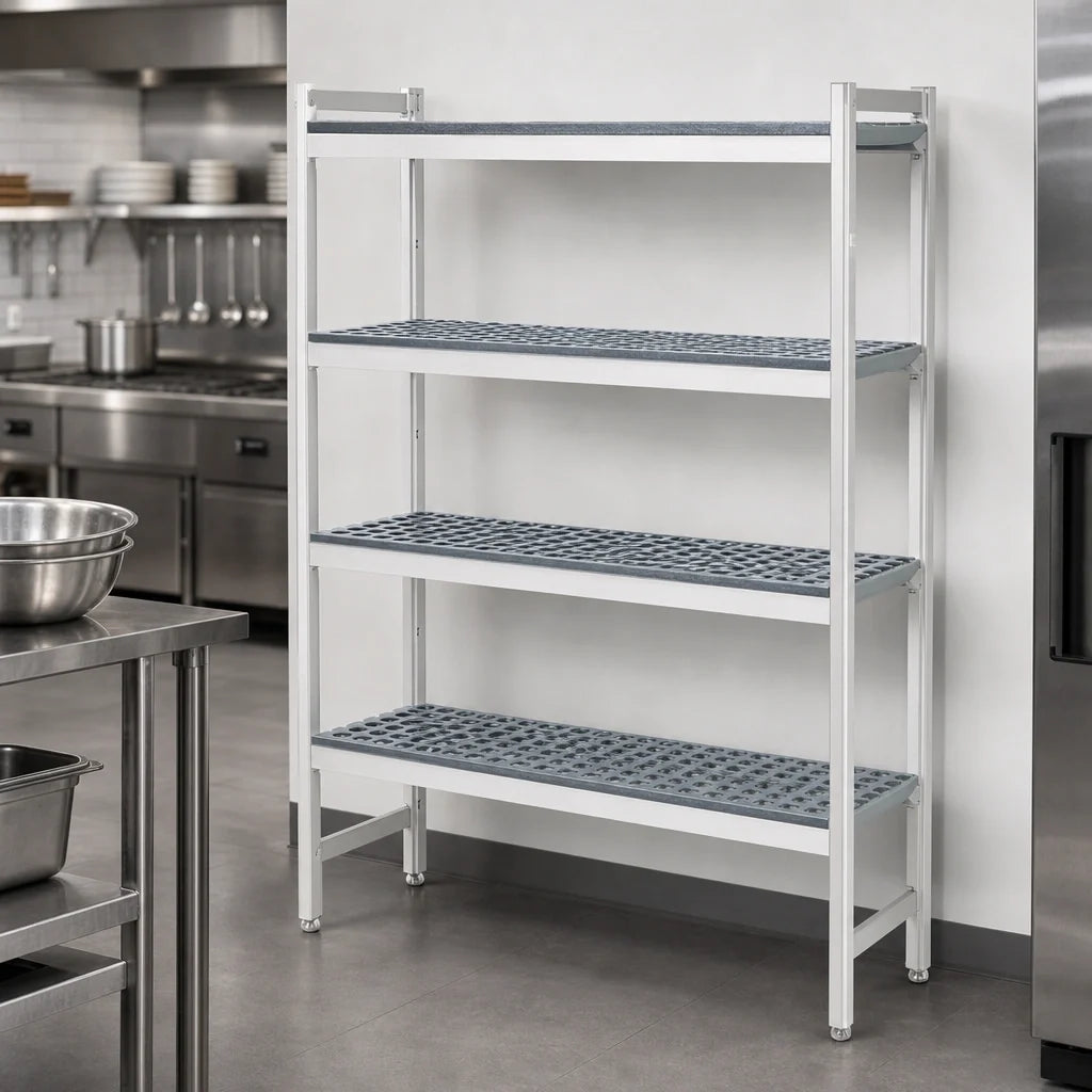 Fermod Fermostock 4R35B83 4-Tier Stationary Starter Polymer Shelving Unit, 35W x 18D x 83H, Gray