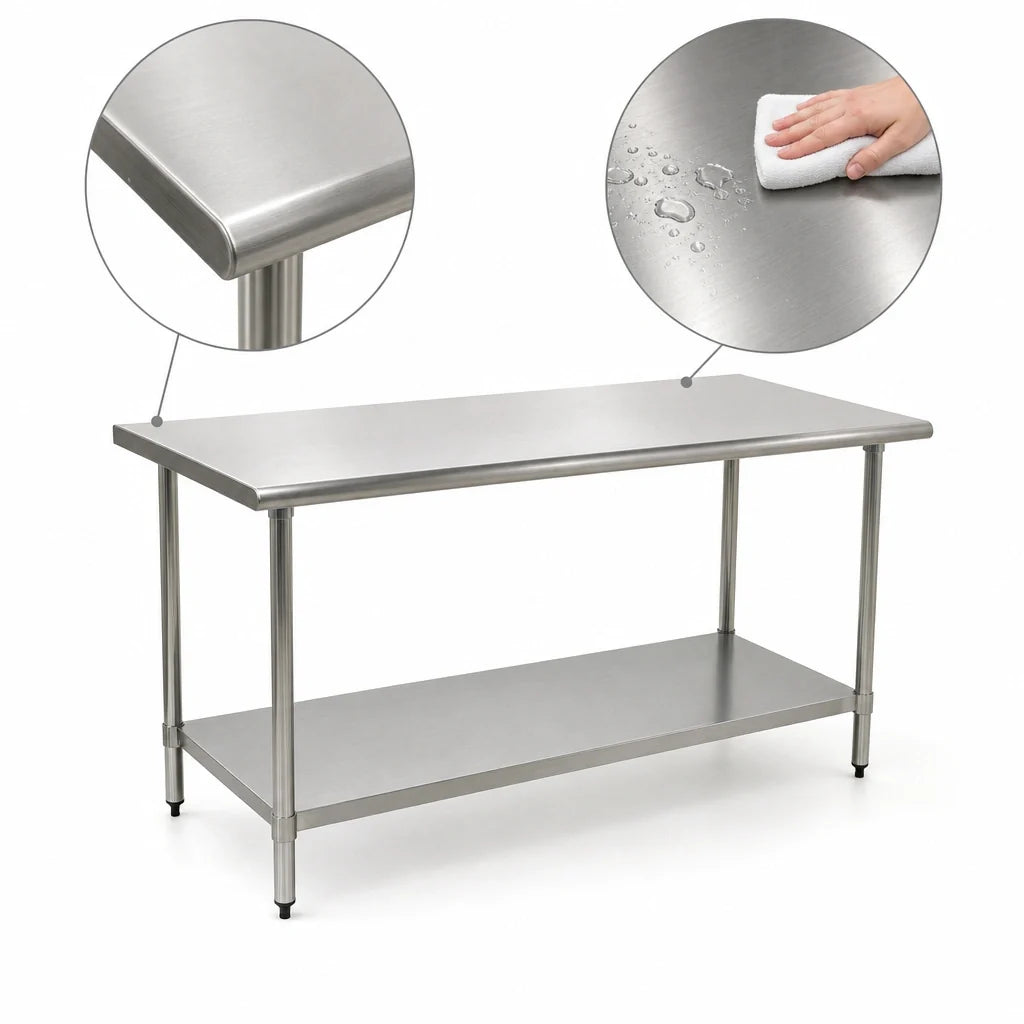 Eagle Group BlendPort® BPT-3030SEB 30" x 30" Stainless Steel Corner Work Table, 16-Gauge 300 Series Top, Open Base with Undershelf