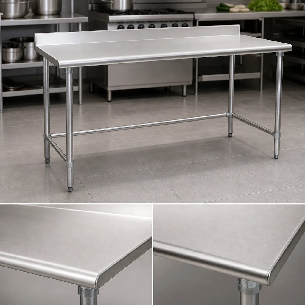 Eagle Group BlendPort® BPT-2448STB-BS 48 x 24 Inch 430 Stainless Steel Work Table with 4-1/2 Inch Backsplash and Rolled Front Edge